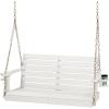imageVINGLI Heavy Duty 1600 LBS HDPE Porch Swing Outdoor with Rotatable Cup Holder 4 FT Patio Bench Swing with Adjustable Chains 2 Person Hanging Porch Swing Chair for Porch Yard Tree Garden  WhiteWhite
