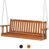 imageVINGLI Upgraded Heavy Duty 880 LBS 4 FT Patio Wooden Porch Swing Solid Fir Wood Outdoor Handing Swing Bench for Garden  Yard  Balcony  Tree RusticBrown