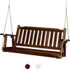 imageVINGLI Upgraded Heavy Duty 880 LBS 4 FT Patio Wooden Porch Swing Solid Fir Wood Outdoor Handing Swing Bench for Garden  Yard  Balcony  Tree RusticRustic