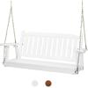 imageVINGLI Upgraded Heavy Duty 880 LBS 4 FT Patio Wooden Porch Swing Solid Fir Wood Outdoor Handing Swing Bench for Garden  Yard  Balcony  Tree RusticWhite