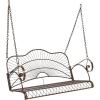 imageVINGLI Upgraded Metal Patio Porch Swing 660 LBS Weight Capacity Steel Porch Swing Chair for Outdoors Heavy Duty Garden Swing Bench for Gardens ampamp Yards Pattern 2Slimline