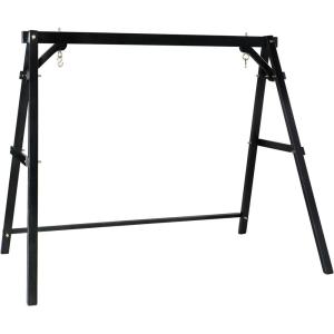imageVINGLI Heavy Duty 660 LBS Wooden Swing Frame with Extra Bottom Connection Board Upgraded AFrame Porch Swing Bench Stand for Indoor ampamp Outdoor BrownBlack