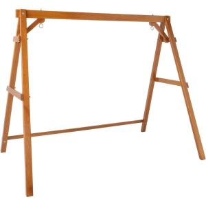 imageVINGLI Heavy Duty 660 LBS Wooden Swing Frame with Extra Bottom Connection Board Upgraded AFrame Porch Swing Bench Stand for Indoor ampamp Outdoor BrownBrown