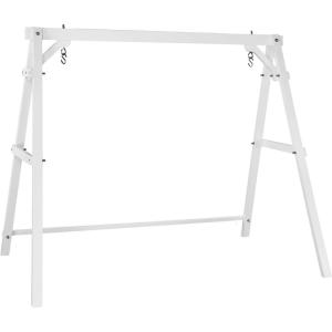 imageVINGLI Heavy Duty 660 LBS Wooden Swing Frame with Extra Bottom Connection Board Upgraded AFrame Porch Swing Bench Stand for Indoor ampamp Outdoor BrownWhite