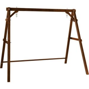 imageVINGLI Heavy Duty 660 LBS Wooden Swing Frame with Extra Bottom Connection Board Upgraded AFrame Porch Swing Bench Stand for Indoor ampamp Outdoor BrownRustic