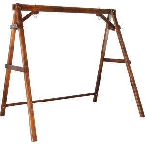 imageVINGLI Heavy Duty 660 LBS Wooden Swing Frame with Extra Bottom Connection Board Upgraded AFrame Porch Swing Bench Stand for Indoor ampamp Outdoor RusticRustic