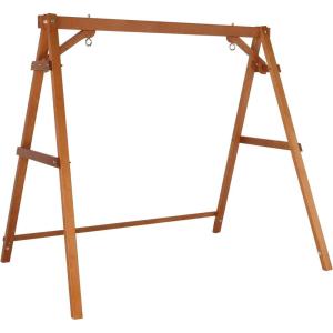 imageVINGLI Heavy Duty 660 LBS Wooden Swing Frame with Extra Bottom Connection Board Upgraded AFrame Porch Swing Bench Stand for Indoor ampamp Outdoor RusticBrown