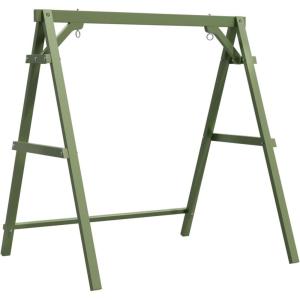 imageVINGLI Heavy Duty 660 LBS Wooden Swing Frame with Extra Bottom Connection Board Upgraded AFrame Porch Swing Bench Stand for Indoor ampamp Outdoor RusticGreen