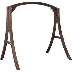 imageVINGLI Heavy Duty Wooden Swing Frame for Adults Kids Strong AFrame Porch Swing Bench Stand for Indoor ampamp Outdoor Curved Arc Top Design Supports Up to 1000 LBSRustic