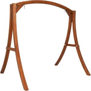 imageVINGLI Heavy Duty Wooden Swing Frame for Adults Kids Strong AFrame Porch Swing Bench Stand for Indoor ampamp Outdoor Curved Arc Top Design Supports Up to 1000 LBSBrown