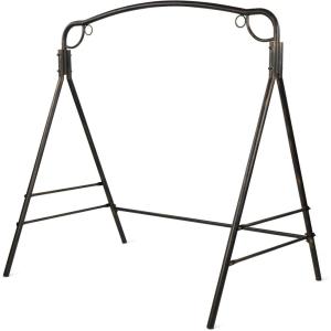 imageVINGLI Upgraded Metal Porch Swing Stand with Antique Bronze Finish Heavy Duty 660 LBS Weight Capacity Steel Swing Frame with Extra Side Bars Powder Coated Hanging Swing Frame Set for OutdoorsAntique Bronze