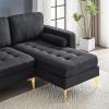 imageVINGLI 858quot Convertible Sectional Sofa with Deep SeatModern Button Tufted L Shape Sectional Couches for Living RoomSectional Sofas with Reversible Chaise Linen Fabric Black