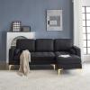 imageVINGLI 858quot Convertible Sectional Sofa with Deep SeatModern Button Tufted L Shape Sectional Couches for Living RoomSectional Sofas with Reversible Chaise Linen Fabric Black