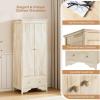 imageVINGLI 38quot Wide White Armoire Wardrobe with Hanging Rod Shelves Drawer  Freestanding Closet for Bedroom Dorm  21quotD x 38quotW x 65quotHNatural