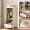 imageVINGLI 38quot Wide White Armoire Wardrobe with Hanging Rod Shelves Drawer  Freestanding Closet for Bedroom Dorm  21quotD x 38quotW x 65quotHNatural