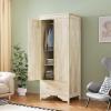imageVINGLI 38quot Wide White Armoire Wardrobe with Hanging Rod Shelves Drawer  Freestanding Closet for Bedroom Dorm  21quotD x 38quotW x 65quotHNatural