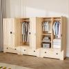 imageVINGLI 38quot Wide White Armoire Wardrobe with Hanging Rod Shelves Drawer  Freestanding Closet for Bedroom Dorm  21quotD x 38quotW x 65quotHOak