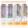 imageVINGLI 38quot Wide White Armoire Wardrobe with Hanging Rod Shelves Drawer  Freestanding Closet for Bedroom Dorm  21quotD x 38quotW x 65quotHWhite
