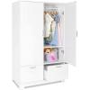 imageVINGLI 38quot Wide White Armoire Wardrobe with Hanging Rod Shelves Drawer  Freestanding Closet for Bedroom Dorm  21quotD x 38quotW x 65quotHWhite