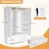 imageVINGLI 38quot Wide White Armoire Wardrobe with Hanging Rod Shelves Drawer  Freestanding Closet for Bedroom Dorm  21quotD x 38quotW x 65quotHWhite