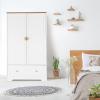 imageVINGLI 38quot Wide White Armoire Wardrobe with Hanging Rod Shelves Drawer  Freestanding Closet for Bedroom Dorm  21quotD x 38quotW x 65quotHWhite