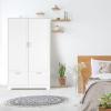 imageVINGLI 38quot Wide White Armoire Wardrobe with Hanging Rod Shelves Drawer  Freestanding Closet for Bedroom Dorm  21quotD x 38quotW x 65quotHWhite
