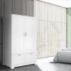 imageVINGLI 38quot Wide White Armoire Wardrobe with Hanging Rod Shelves Drawer  Freestanding Closet for Bedroom Dorm  21quotD x 38quotW x 65quotHWhite