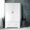 imageVINGLI 38quot Wide White Armoire Wardrobe with Hanging Rod Shelves Drawer  Freestanding Closet for Bedroom Dorm  21quotD x 38quotW x 65quotHWhite