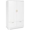 imageVINGLI 38quot Wide White Armoire Wardrobe with Hanging Rod Shelves Drawer  Freestanding Closet for Bedroom Dorm  21quotD x 38quotW x 65quotHWhite