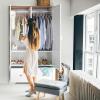 imageVINGLI 38quot Wide White Armoire Wardrobe with Hanging Rod Shelves Drawer  Freestanding Closet for Bedroom Dorm  21quotD x 38quotW x 65quotHWhite