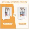 imageVINGLI 38quot Wide White Armoire Wardrobe with Hanging Rod Shelves Drawer  Freestanding Closet for Bedroom Dorm  21quotD x 38quotW x 65quotHWhite