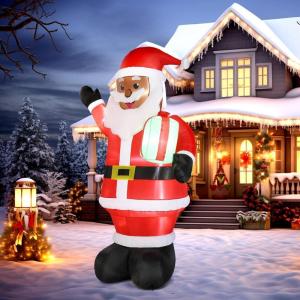 imageVINGLI Lighted Inflatable Christmas Tree Outdoor Decorations with 3 Gift Boxes 77ft Tall Christmas Blow Up Yard Decoration with Secure Stakes Electric Blower Fan for Indoor Outdoor Garden DecorBlack Santa Claus