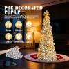 imageVINGLI 6ft Pre lit Pop Up Christmas Tree with Lights PreDecorated Artificial Pencil Xmas Tree Collapsible Christmas Tree Holiday Party Decorations RedampampGoldGold