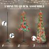 imageVINGLI 6ft Pre lit Pop Up Christmas Tree with Lights PreDecorated Artificial Pencil Xmas Tree Collapsible Christmas Tree Holiday Party Decorations RedampampGoldFlock Red  Green
