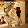 imageVINGLI 6ft Pre lit Pop Up Christmas Tree with Lights PreDecorated Artificial Pencil Xmas Tree Collapsible Christmas Tree Holiday Party Decorations RedampampGoldGold