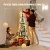 imageVINGLI 6ft Pre lit Pop Up Christmas Tree with Lights PreDecorated Artificial Pencil Xmas Tree Collapsible Christmas Tree Holiday Party Decorations RedampampGoldGold  Silver