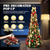 imageVINGLI 6ft Pre lit Pop Up Christmas Tree with Lights PreDecorated Artificial Pencil Xmas Tree Collapsible Christmas Tree Holiday Party Decorations RedampampGoldRed  Gold