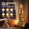 imageVINGLI 6ft Pre lit Pop Up Christmas Tree with Lights PreDecorated Artificial Pencil Xmas Tree Collapsible Christmas Tree Holiday Party Decorations RedampampGoldRed  Gold