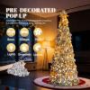 imageVINGLI 6ft Pre lit Pop Up Christmas Tree with Lights PreDecorated Artificial Pencil Xmas Tree Collapsible Christmas Tree Holiday Party Decorations RedampampGoldGold