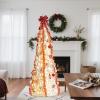 imageVINGLI 6ft Pre lit Pop Up Christmas Tree with Lights PreDecorated Artificial Pencil Xmas Tree Collapsible Christmas Tree Holiday Party Decorations RedampampGoldRed  White