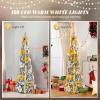 imageVINGLI 6ft Pre lit Pop Up Christmas Tree with Lights PreDecorated Artificial Pencil Xmas Tree Collapsible Christmas Tree Holiday Party Decorations RedampampGoldFlock Gold  Silver