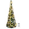 imageVINGLI 6ft Pre lit Pop Up Christmas Tree with Lights PreDecorated Artificial Pencil Xmas Tree Collapsible Christmas Tree Holiday Party Decorations RedampampGoldGold  Silver