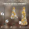 imageVINGLI 6ft Pre lit Pop Up Christmas Tree with Lights PreDecorated Artificial Pencil Xmas Tree Collapsible Christmas Tree Holiday Party Decorations RedampampGoldFlock Gold  Silver