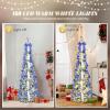 imageVINGLI 6ft Pre lit Pop Up Christmas Tree with Lights PreDecorated Artificial Pencil Xmas Tree Collapsible Christmas Tree Holiday Party Decorations RedampampGoldFlock Blue  Silver