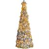 imageVINGLI 6ft Pre lit Pop Up Christmas Tree with Lights PreDecorated Artificial Pencil Xmas Tree Collapsible Christmas Tree Holiday Party Decorations RedampampGoldGold