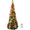 imageVINGLI 6ft Pre lit Pop Up Christmas Tree with Lights PreDecorated Artificial Pencil Xmas Tree Collapsible Christmas Tree Holiday Party Decorations RedampampGoldRed  Gold