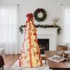 imageVINGLI 6ft Pre lit Pop Up Christmas Tree with Lights PreDecorated Artificial Pencil Xmas Tree Collapsible Christmas Tree Holiday Party Decorations RedampampGoldRed  White