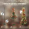 imageVINGLI 6ft Pre lit Pop Up Christmas Tree with Lights PreDecorated Artificial Pencil Xmas Tree Collapsible Christmas Tree Holiday Party Decorations RedampampGoldRed  Gold