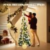 imageVINGLI 6ft Pre lit Pop Up Christmas Tree with Lights PreDecorated Artificial Pencil Xmas Tree Collapsible Christmas Tree Holiday Party Decorations RedampampGoldGold  Silver