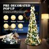 imageVINGLI 6ft Pre lit Pop Up Christmas Tree with Lights PreDecorated Artificial Pencil Xmas Tree Collapsible Christmas Tree Holiday Party Decorations RedampampGoldGold  Silver